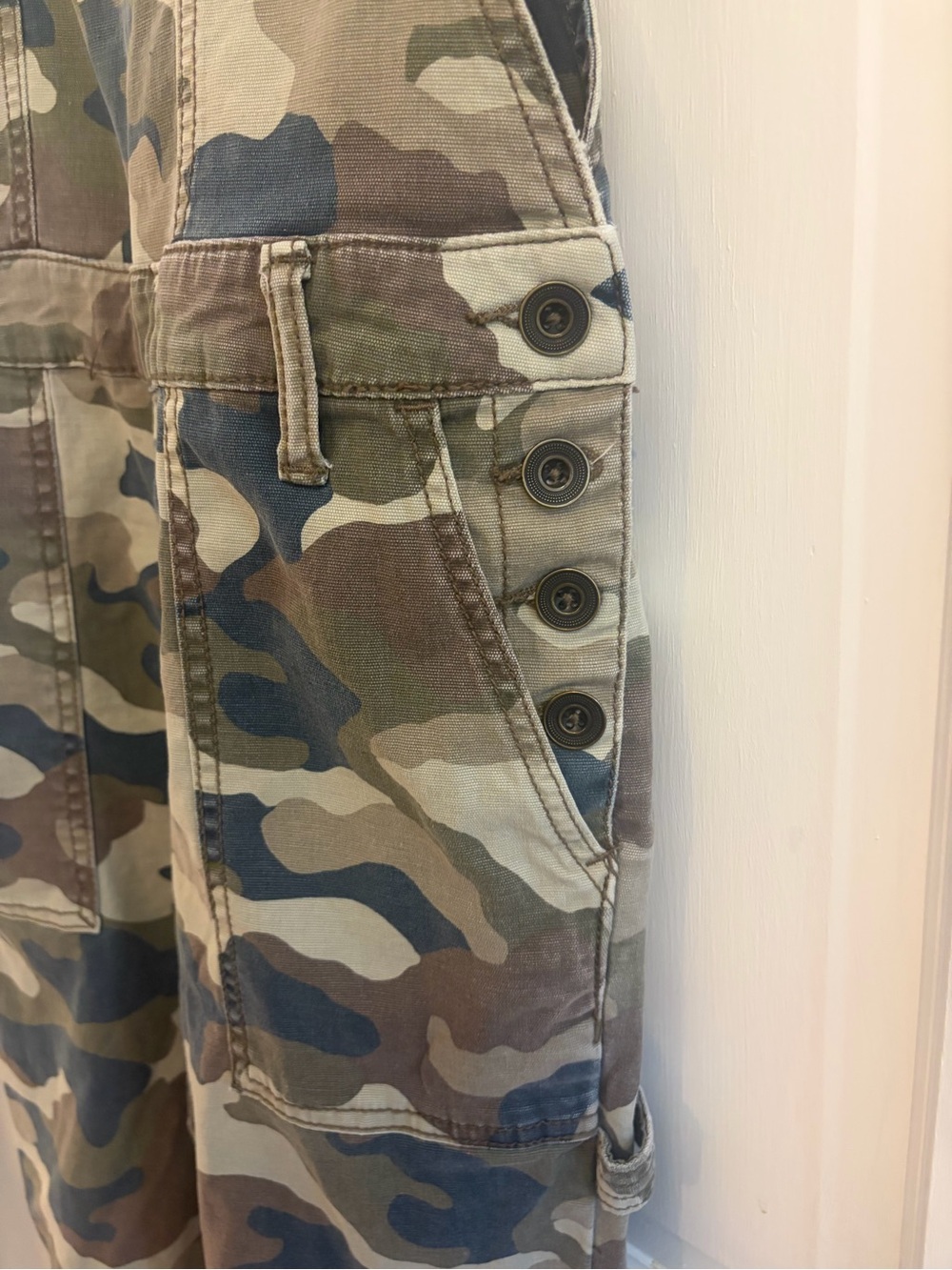 Anthropologie Camouflage Utility Overalls - Green, Blue, Tan - Picture 3 of 6